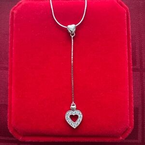 Elegant Silver Heart Pendant Necklace and Earrings Set